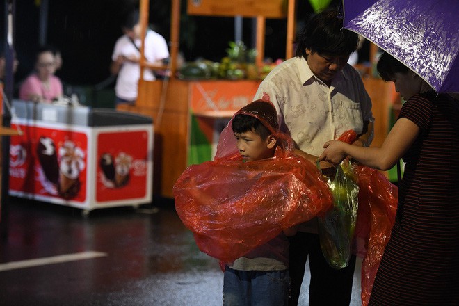 Người lớn, trẻ nhỏ Hà Nội đội mưa khai trương phố đi bộ Trịnh Công Sơn